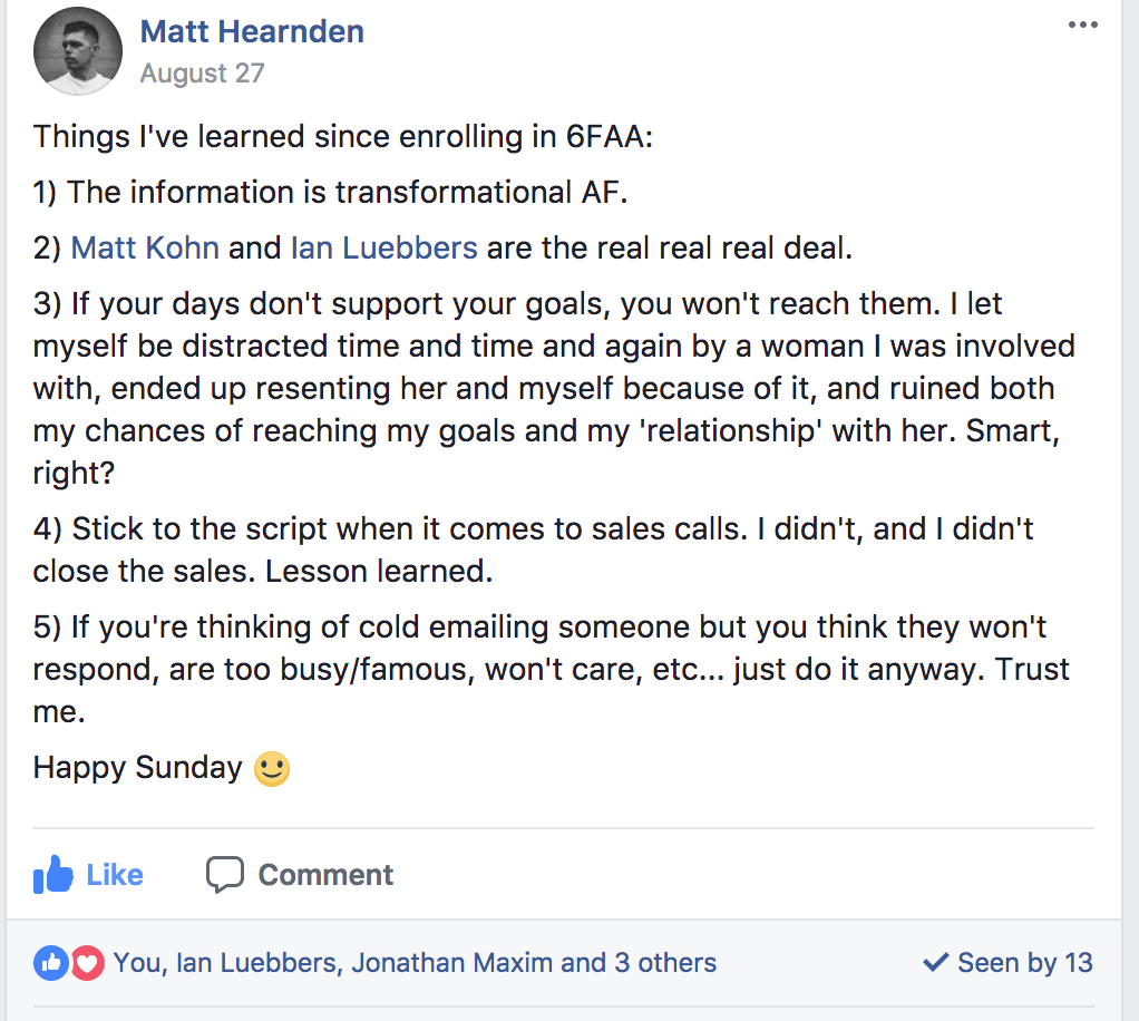 "The information is transformational AF" Matt Hearnden — "The information is transformational AF" Matt Hearnden